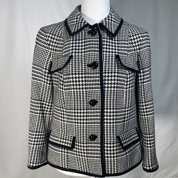 Talbots Blazer Classic Houndstooth Sophisticated Professional Office 10p Career - Picture 1 of 9